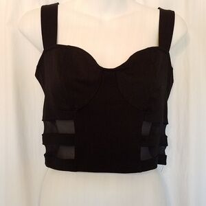 H&M Divided Black Crop Corset Bustier Tank Top